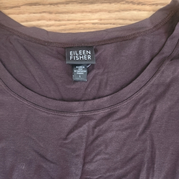 EUC Eileen Fisher Brown Cap Sleeve T-Shirt, Size L - Picture 2 of 5